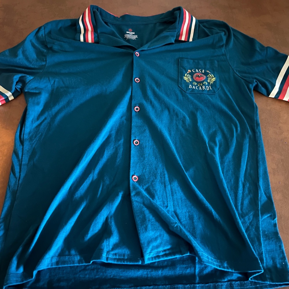 Bacardi Teal Shirt with Embroidered Logo